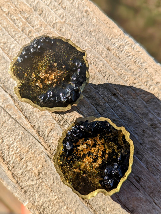 Black and Gold Geode Magnets